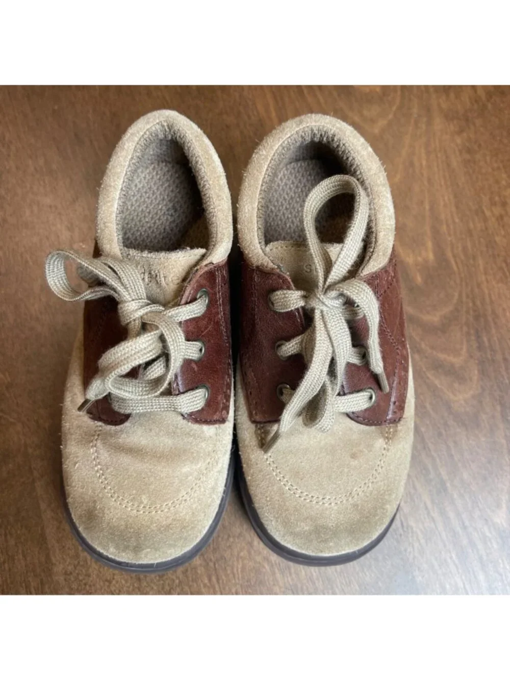 Stride‎ Rite Leather Oxford Shoes Boys Size 10M Tan Brogue Detailing Lace Up